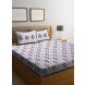 Block Print White Cotton King Bed Sheet with Two Pillow Covers(RD-160)