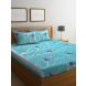 Screen print Turquoise Color Cotton Double Bed sheet with Two Pillow Cover(RD-194)