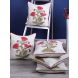 Rajasthan Décor Screen Print Floral White and Pink Cotton Cushion Cover set of 5 (16x16 inches)(RDCC-05 -SO5 (16X16))