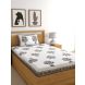 Screen Print White Color Cotton Single Bed sheet with One Pillow Cover(RDS-04)