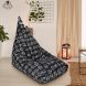 Reme 100% Organic Cotton Black color Triangle Bean Bag Cover with Beans (RETB_05-with Beans)