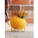 Yellow Coloured Ceramic Vase with Golden Stand  (VAS2020181)