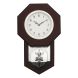 eCraftIndia Brown Round Pendulum Wooden Wall Clock (WCW0337_ROSEWOOD_FF)