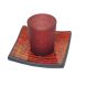 Mother Of Pearl Red Cup And Saucer Candle Holder With Tea Light