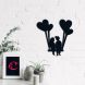 eCraftIndia Young Loving Couple with Hearts Balloons Black Engineered Wood Wall Art Cutout, Ready to Hang Home Decor (WMDFCO228)