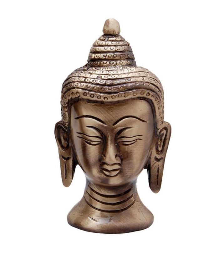 eCraftIndia Metal Meditating Buddha Head with Curly Hair (AGB503)