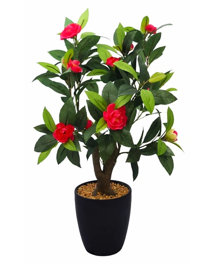 Artificial Red Color Camelia Rose Bonsai Tree (107)